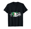 Algerian Soccer Heartbeat Flag T-Shirt - Minimalist Print Men Women - T-Shirt, Sweatshirt, Hoodie