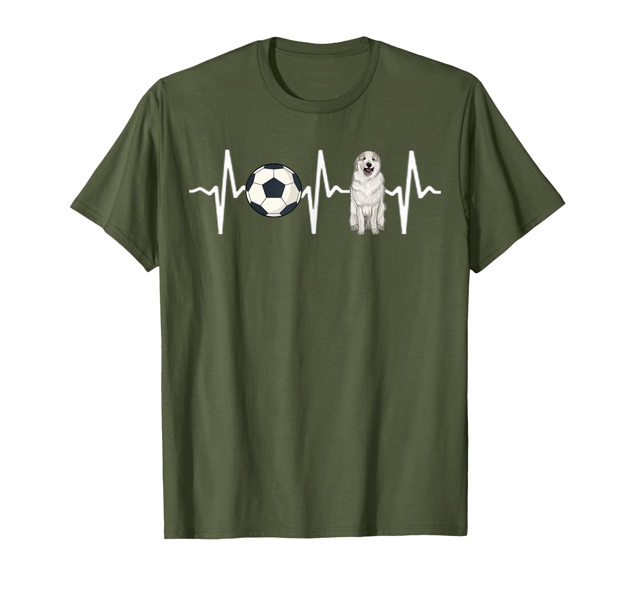 Soccer Great Pyrenee Heartbeat Dog T-Shirt - Fun Novelty Design Men Women - T-Shirt, Sweatshirt, Hoodie