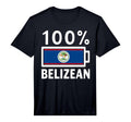 Belize Flag 100 Belizean Battery T-Shirt - Aesthetic Graphic for Adults - T-Shirt, Sweatshirt, Hoodie