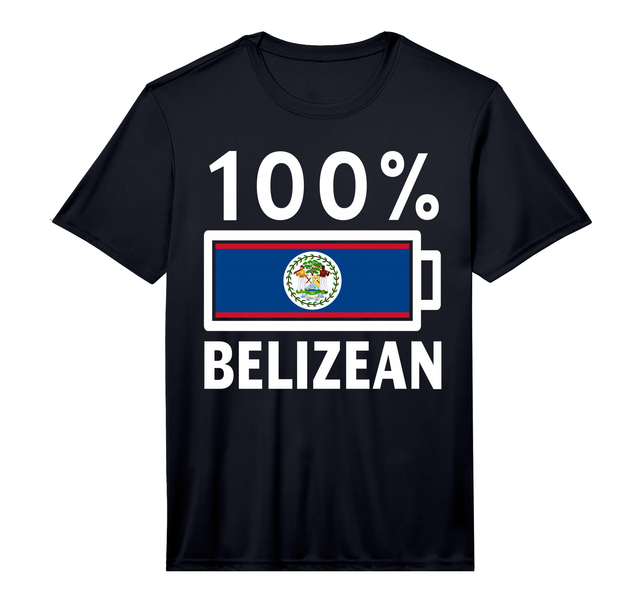 Belize Flag 100 Belizean Battery T-Shirt - Aesthetic Graphic for Adults - T-Shirt, Sweatshirt, Hoodie