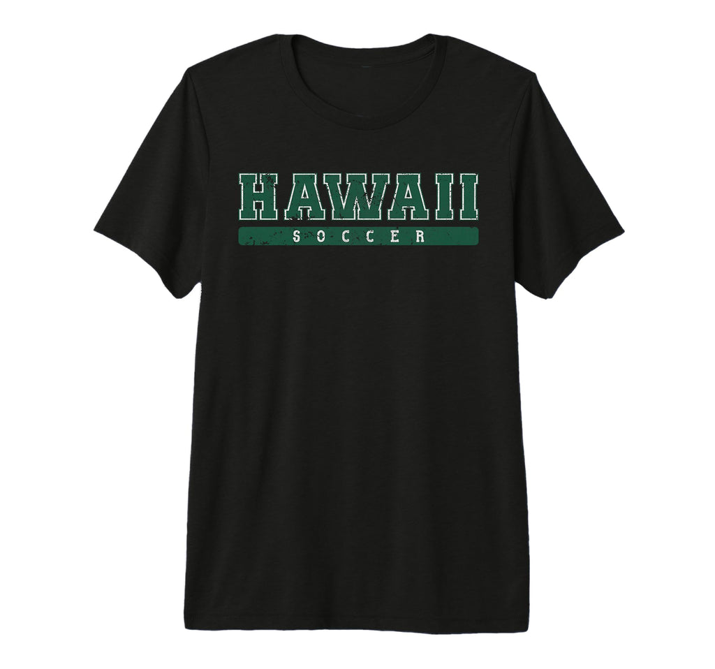 Hawaii Soccer Green Text Tri Blend T-Shirt - Casual Everyday Wear Unisex - T-Shirt, Sweatshirt, Hoodie