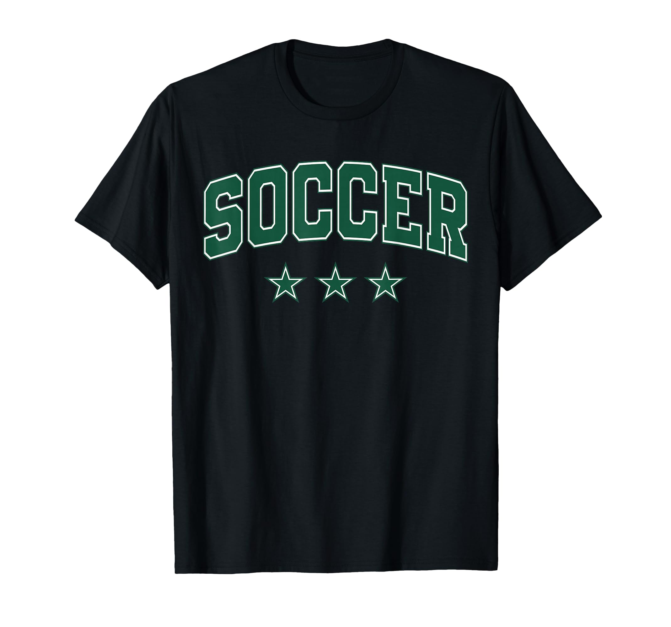 Soccer All Green Stars Text T-Shirt - Unique Graphic Men Women - T-Shirt, Sweatshirt, Hoodie