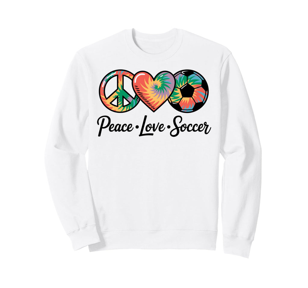Peace Love Soccer Football Soccer Sweatshirt - Graphic Print for Adults - T-Shirt, Sweatshirt, Hoodie