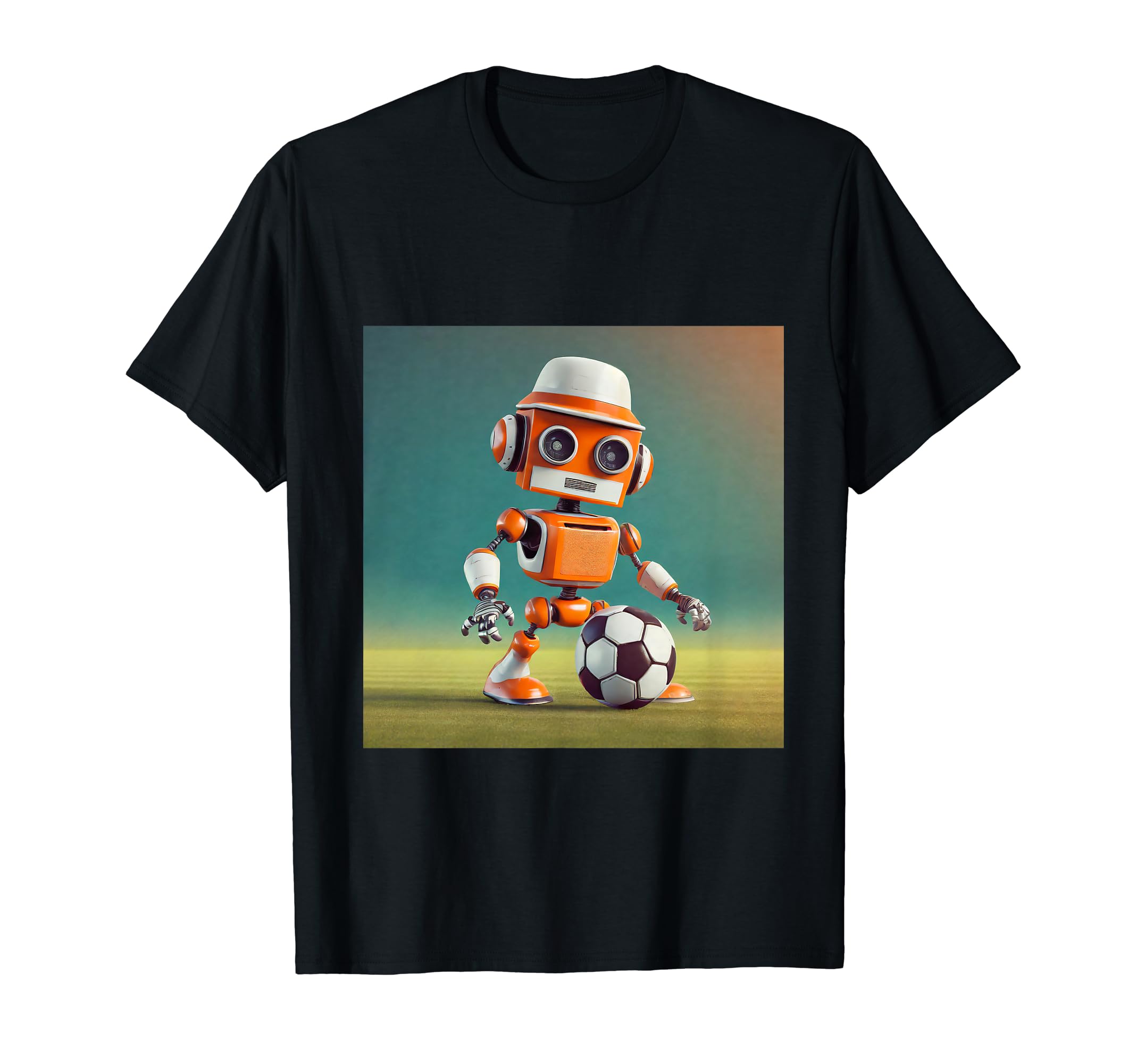 Little Orange Futuristic Robot Playing T-Shirt - Trendy Graphic for Adults - T-Shirt, Sweatshirt, Hoodie