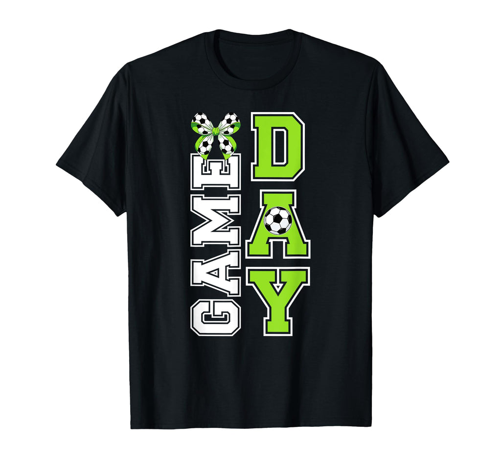 Soccer Game Day Bow Game Day Soccer T-Shirt - Graphic Print Men Women - T-Shirt, Sweatshirt, Hoodie
