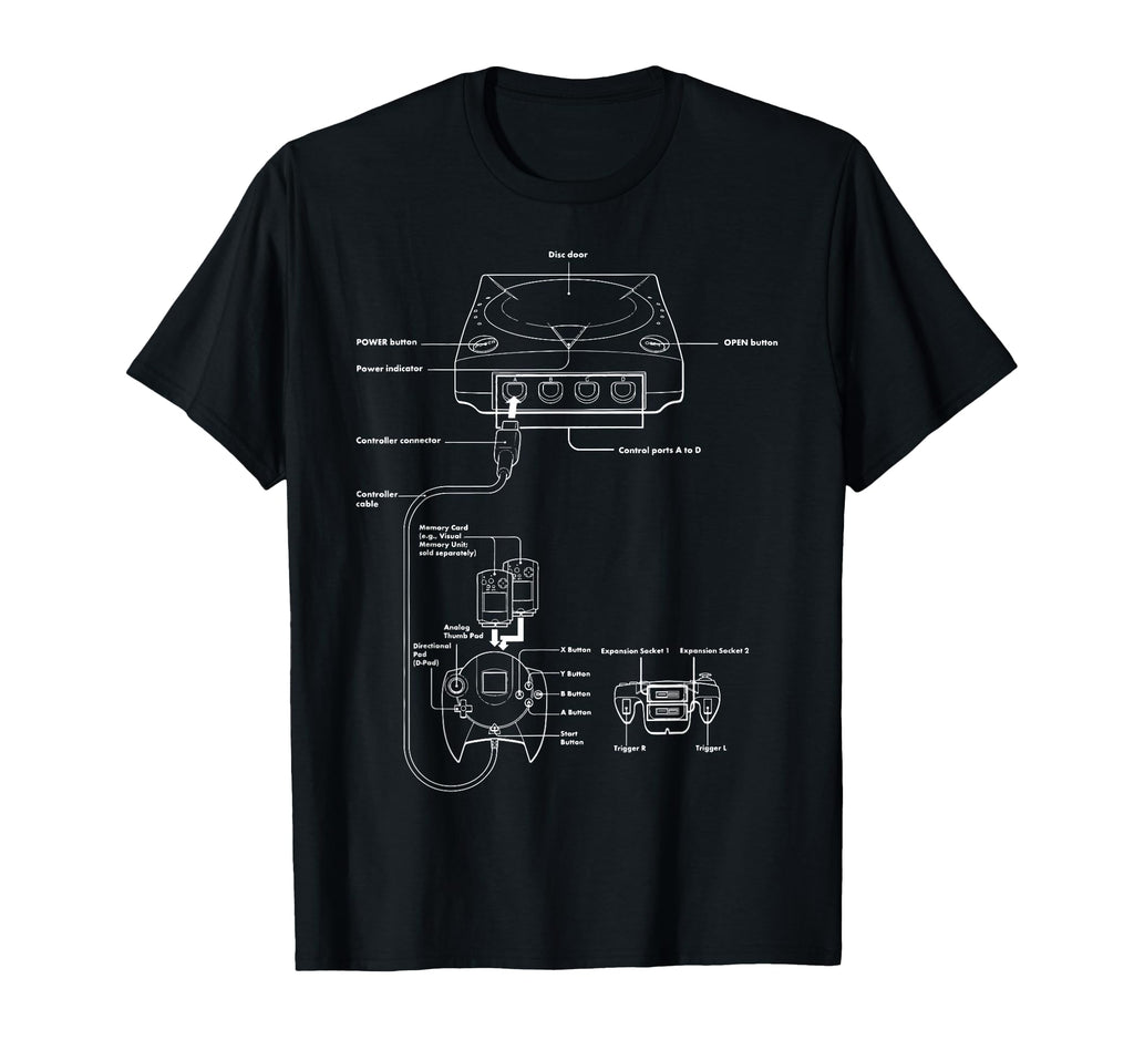 Gaming Diagram Video Game Console T-Shirt - Fun Novelty Design Men Women - T-Shirt, Sweatshirt, Hoodie