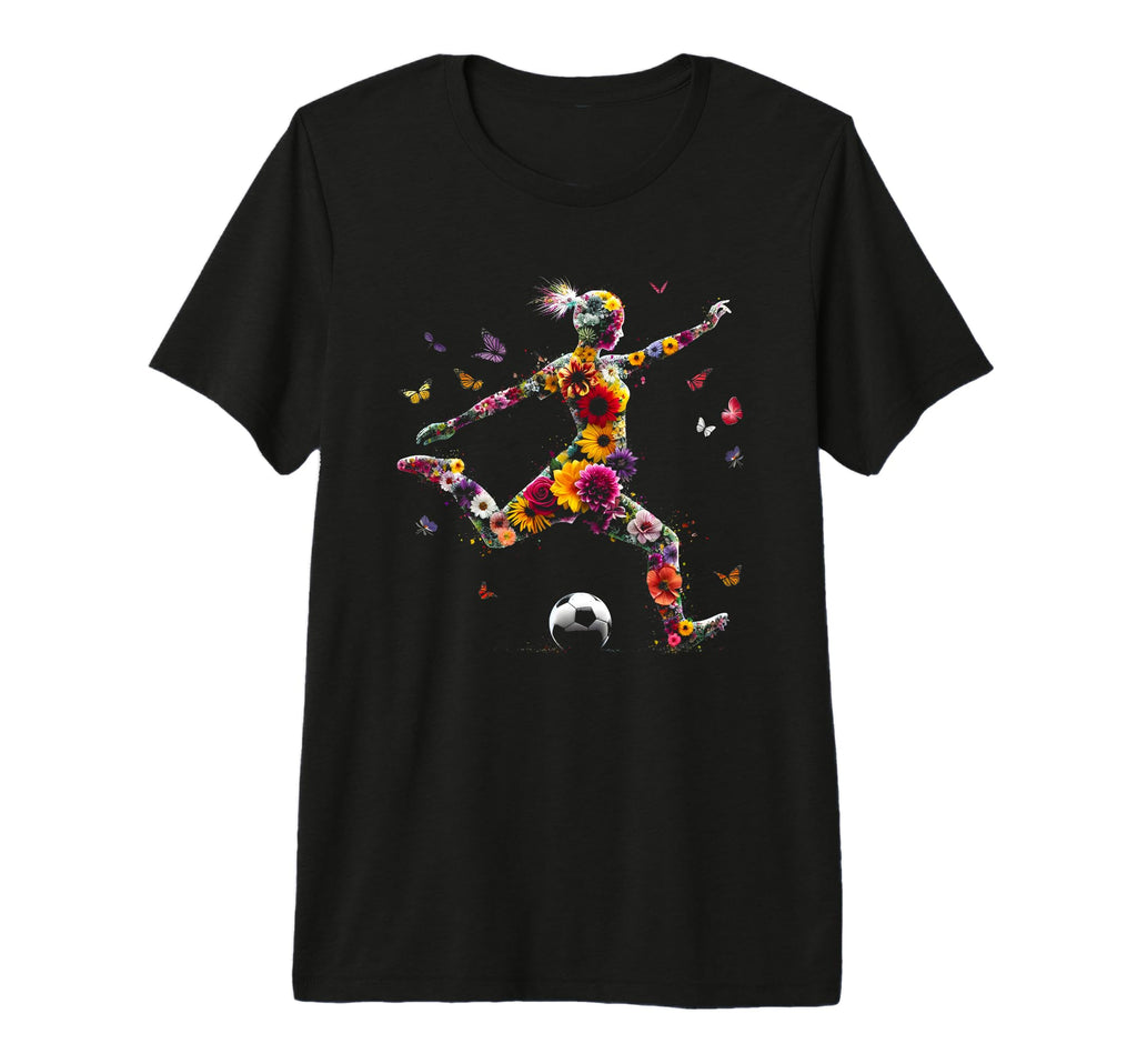 Female Soccer Player Floral Soccer Sports T-Shirt - Unique Graphic Unisex - T-Shirt, Sweatshirt, Hoodie