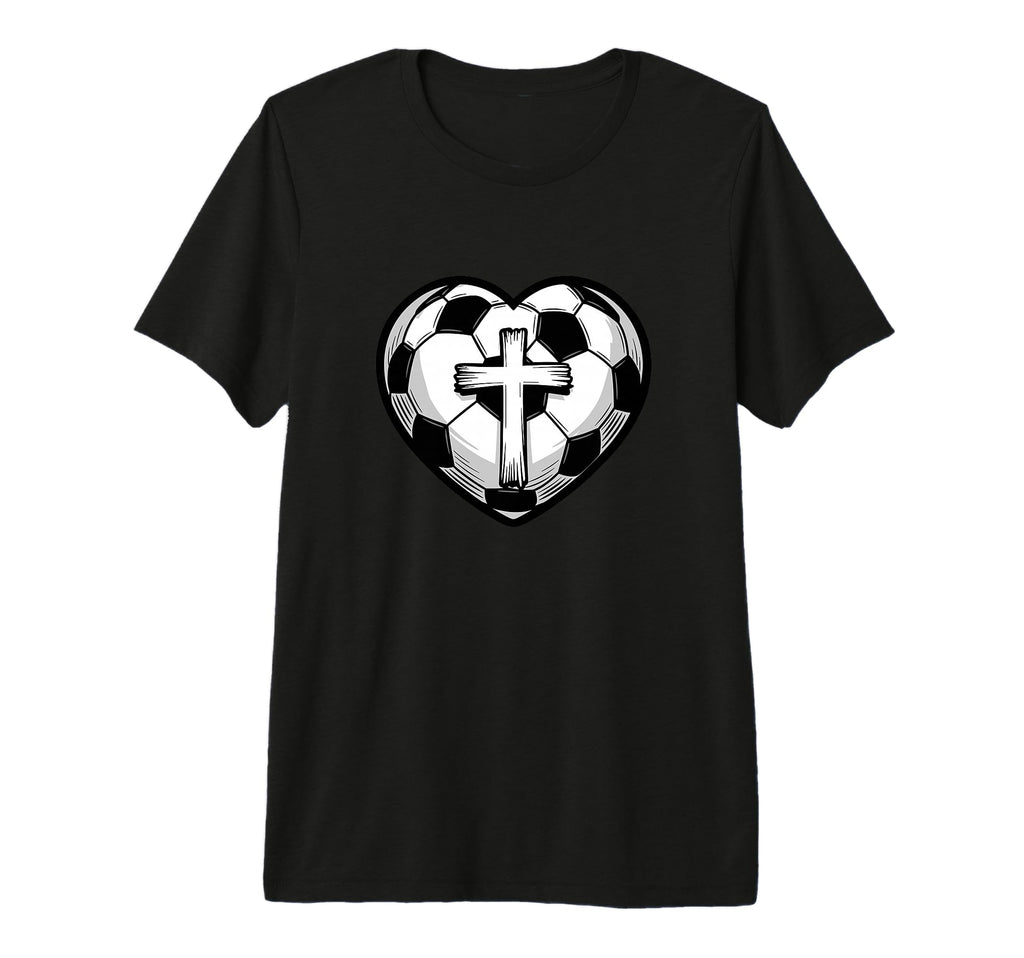 Soccer Ball Heart Christian Faith Cross T-Shirt - Unique Graphic Unisex - T-Shirt, Sweatshirt, Hoodie