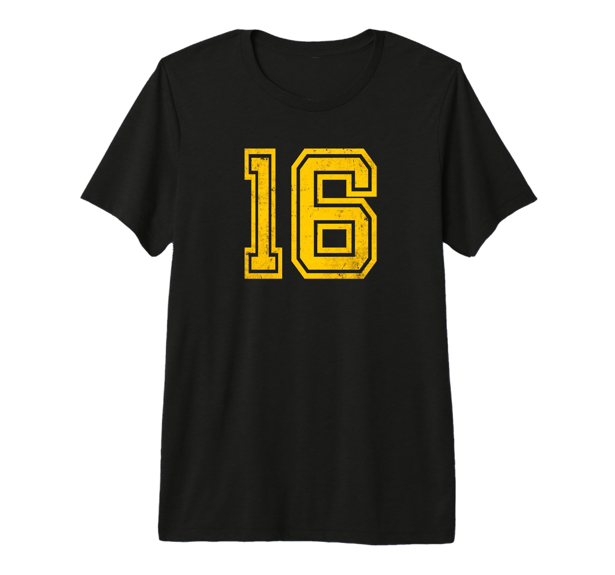 Yellow Distressed Sport Team Number 16 Tri T-Shirt - Trendy Graphic Unisex - T-Shirt, Sweatshirt, Hoodie