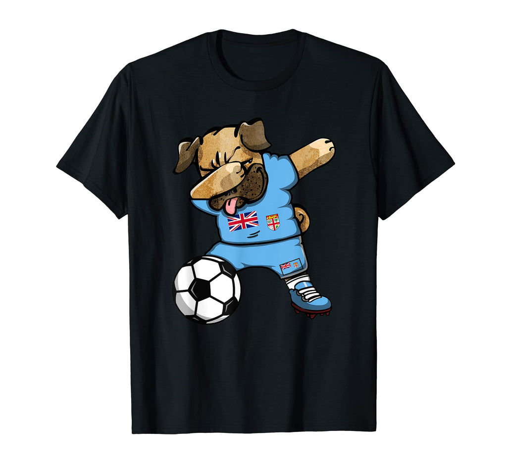 Dabbing Pug Fiji Soccer Fans Jersey T-Shirt - Fun Novelty Design Men Women - T-Shirt, Sweatshirt, Hoodie