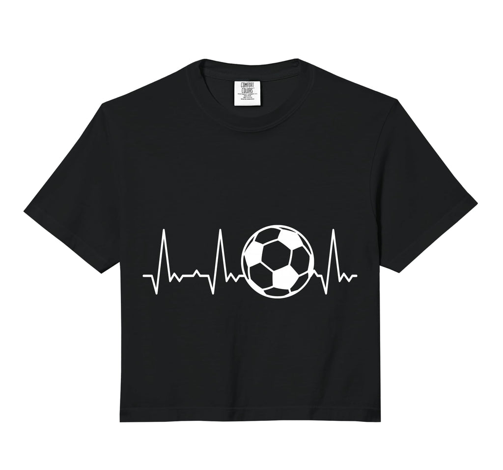 Heartbeat Soccer Ball Comfort Colors Crop Hoodie - Graphic Print for Adults - T-Shirt, Sweatshirt, Hoodie