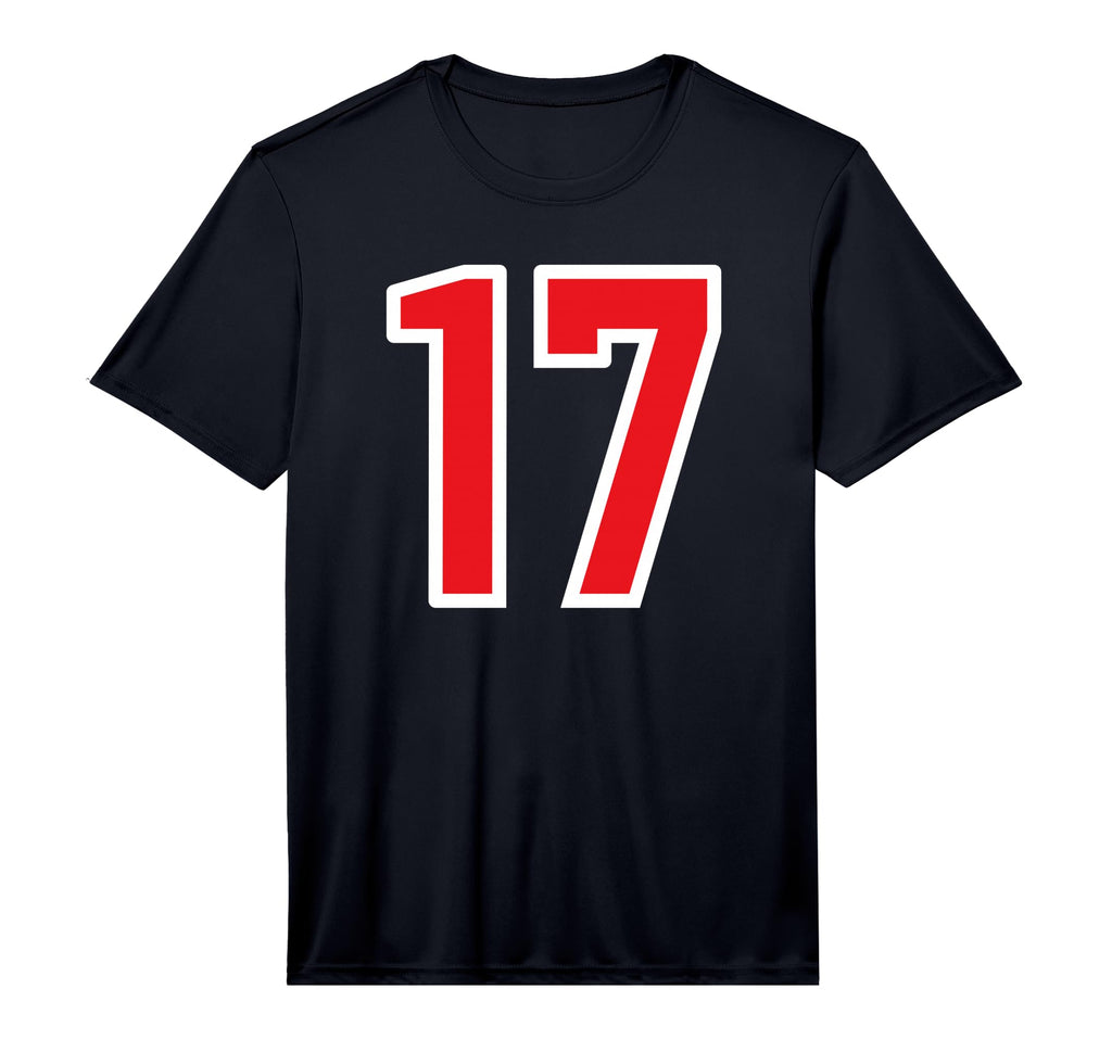 White Red Sports Team Number 17 Performance T-Shirt - Trendy Graphic Unisex - T-Shirt, Sweatshirt, Hoodie