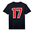 White Red Sports Team Number 17 Performance T-Shirt - Trendy Graphic Unisex - T-Shirt, Sweatshirt, Hoodie