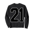 Black Sports Team Number 21 Fan Sweatshirt - Custom Art Print Unisex - T-Shirt, Sweatshirt, Hoodie