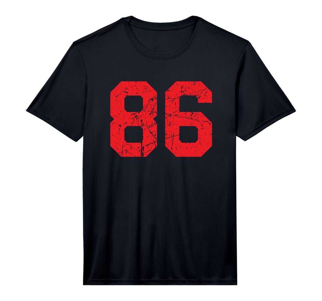 Distressed Number 86 Red Sports Team T-Shirt - Trendy Graphic for Adults - T-Shirt, Sweatshirt, Hoodie