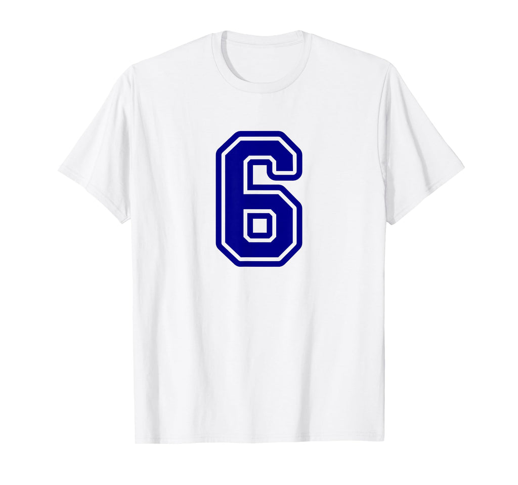 Blue Sports Team Number 6 T-Shirt - Casual Everyday Wear for Adults - T-Shirt, Sweatshirt, Hoodie