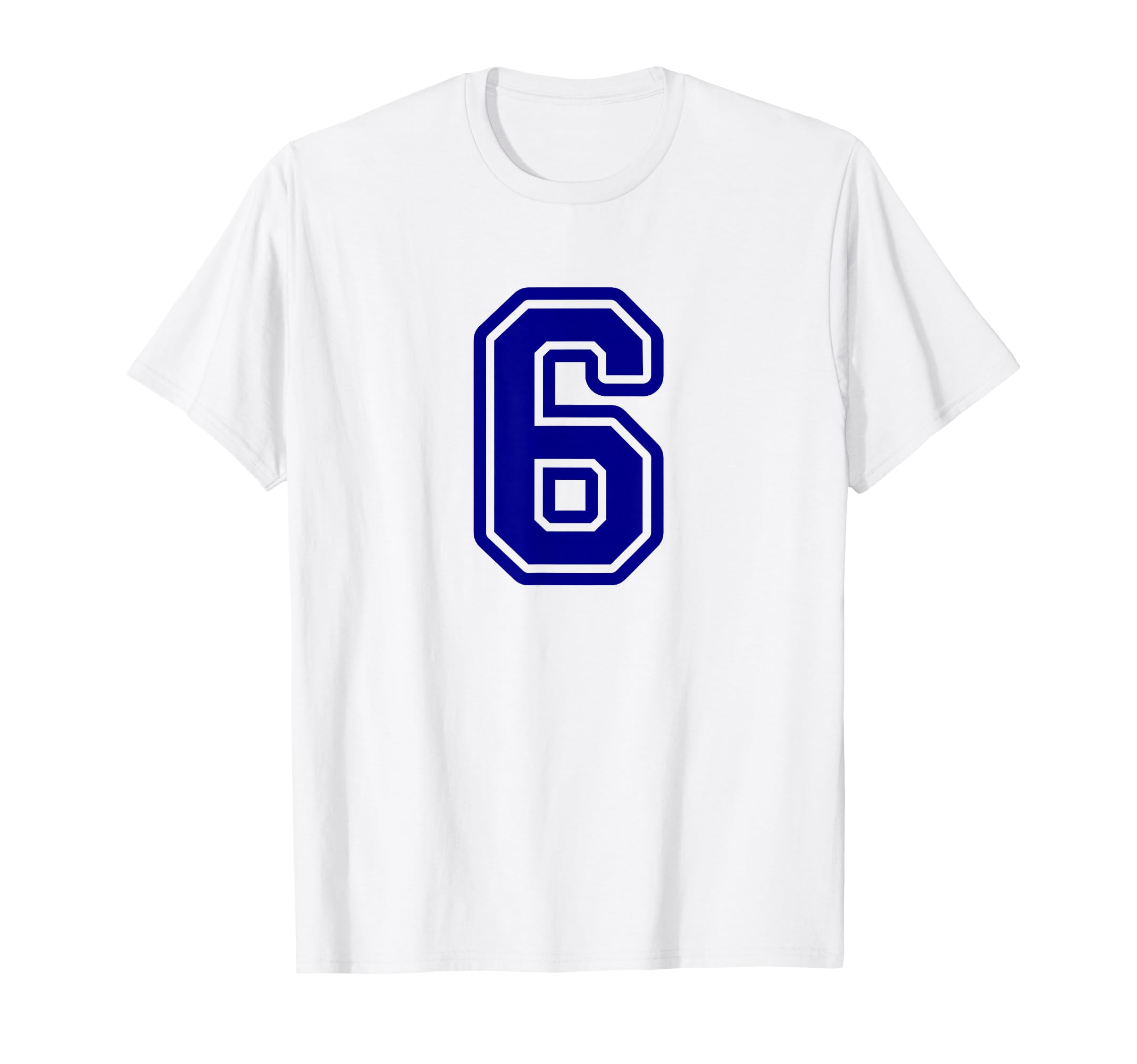 Blue Sports Team Number 6 T-Shirt - Casual Everyday Wear for Adults - T-Shirt, Sweatshirt, Hoodie