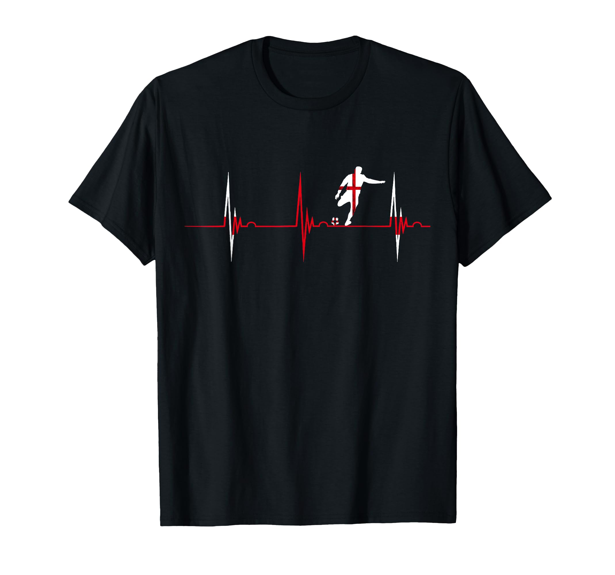 England Soccer Heartbeat Ekg Pulse T-Shirt - Novelty Apparel Men Women - T-Shirt, Sweatshirt, Hoodie