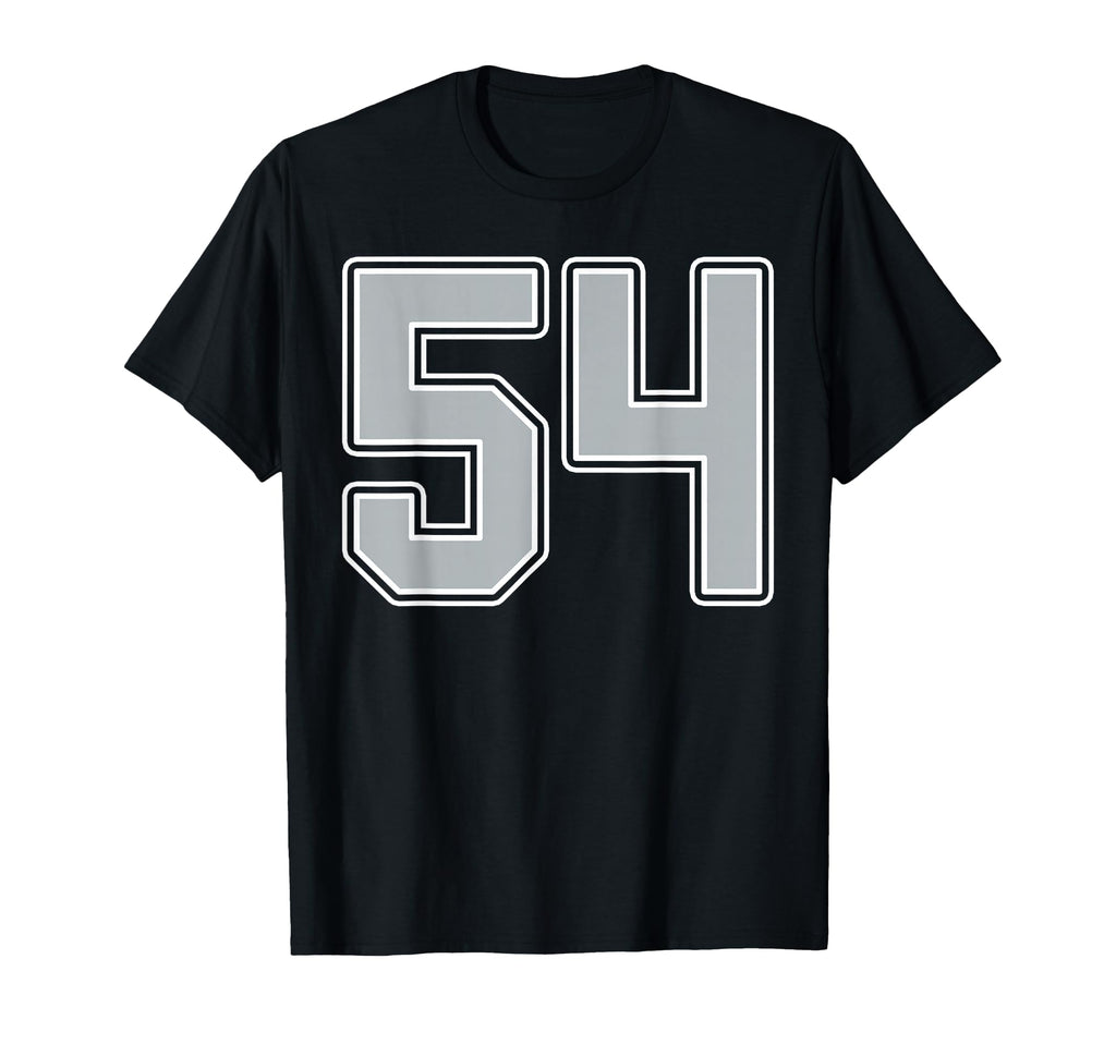 Silver Black White Number 54 Jersey T-Shirt - Custom Art Print Men Women - T-Shirt, Sweatshirt, Hoodie