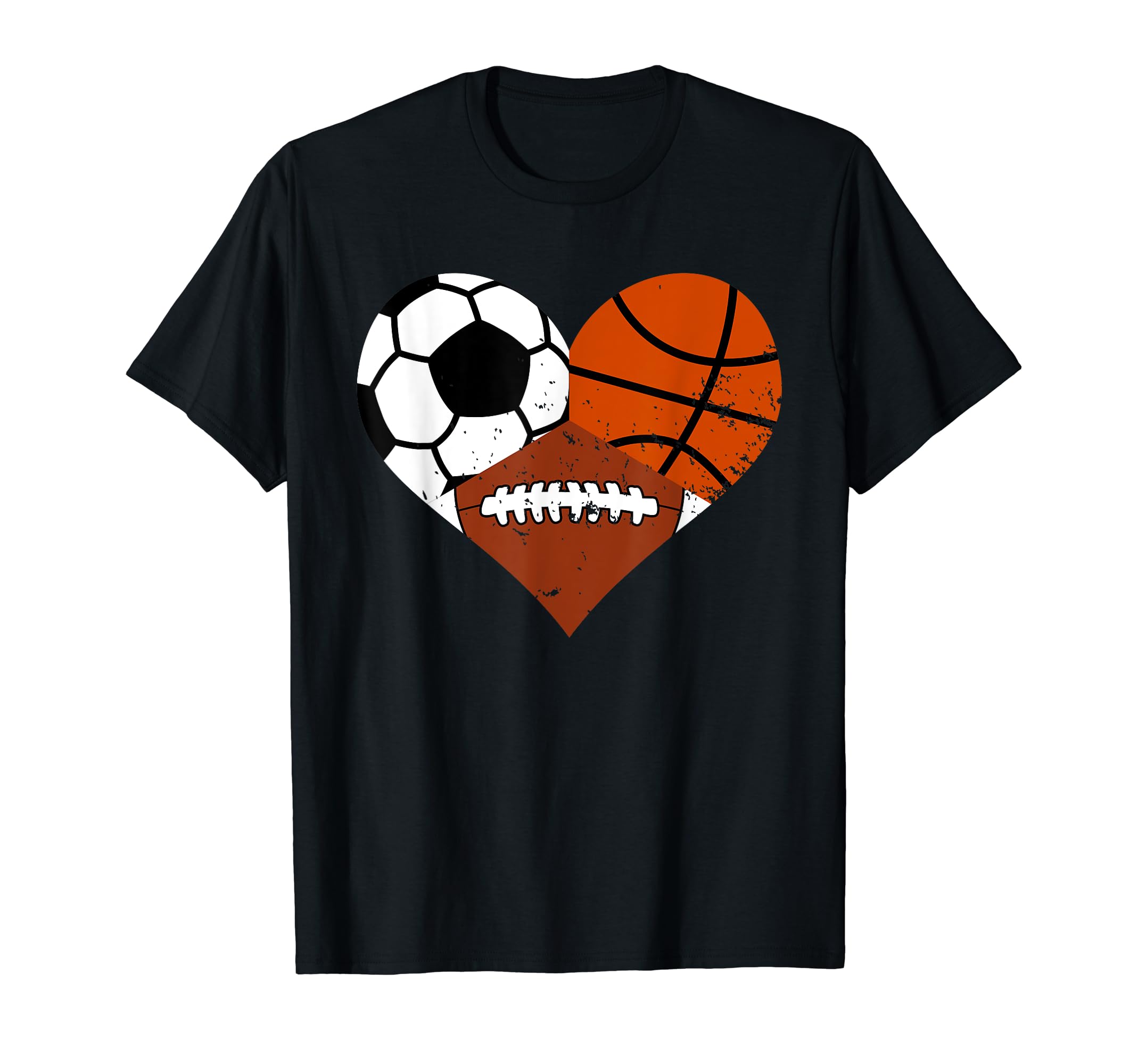 Basketball Football Soccer Heart Funny T-Shirt - Graphic Print Unisex - T-Shirt, Sweatshirt, Hoodie