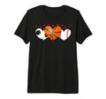 Heart Basketball Soccer Baseball T-Shirt - Minimalist Print Unisex - T-Shirt, Sweatshirt, Hoodie