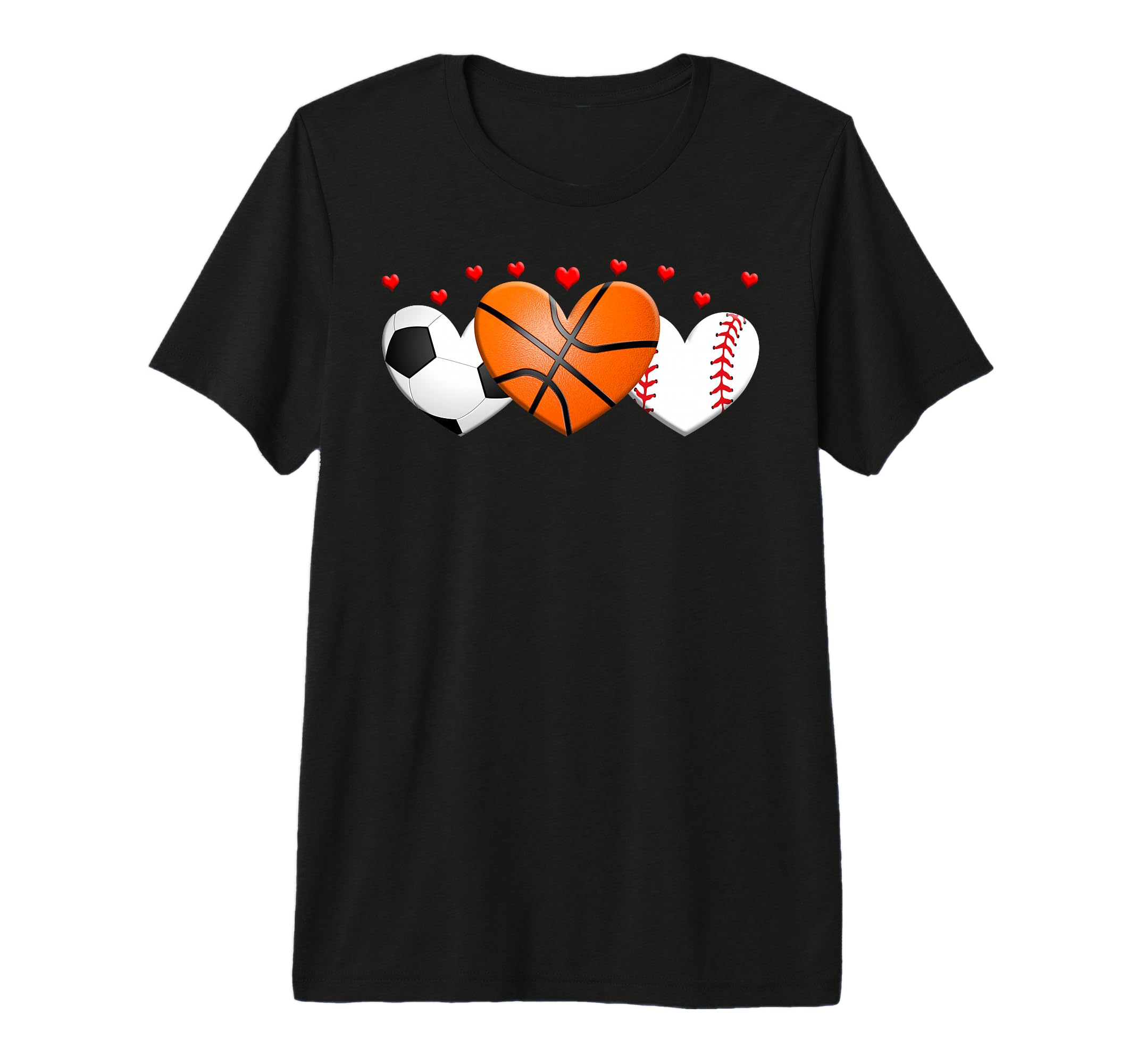Heart Basketball Soccer Baseball T-Shirt - Minimalist Print Unisex - T-Shirt, Sweatshirt, Hoodie