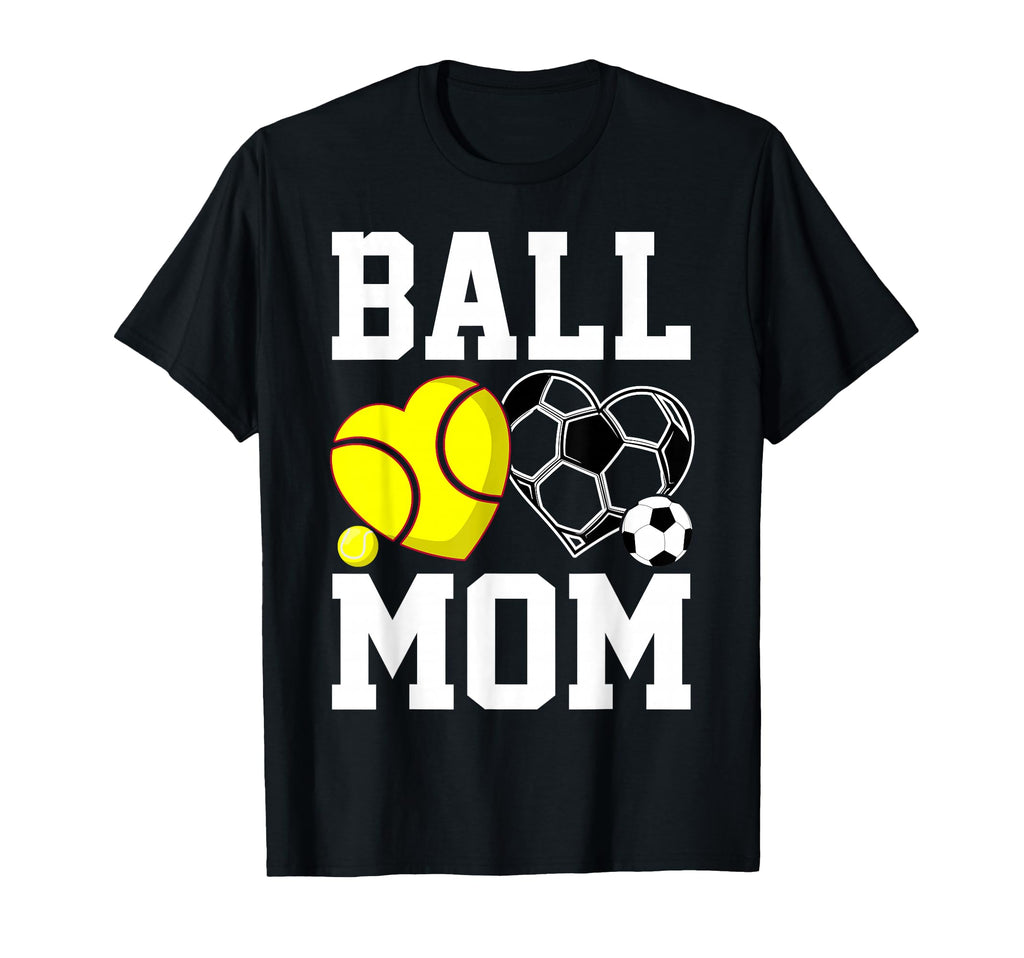 Ball Mom Heart Funny Softball Soccer Mom T-Shirt - Minimalist Print Unisex - T-Shirt, Sweatshirt, Hoodie