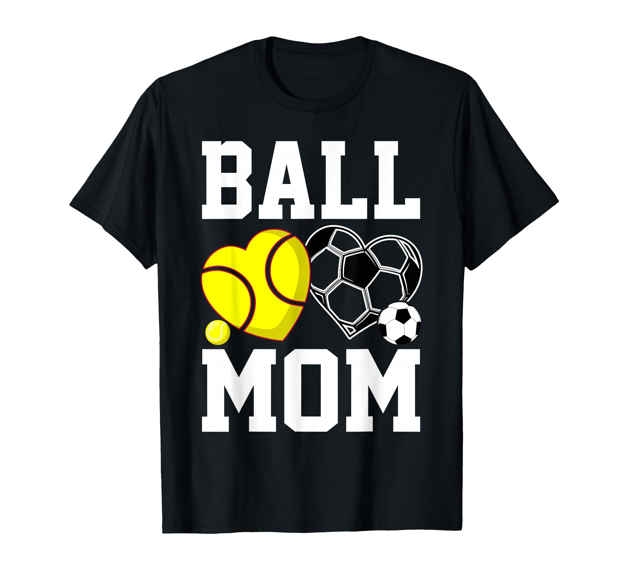 Ball Mom Heart Funny Softball Soccer Mom T-Shirt - Minimalist Print Unisex - T-Shirt, Sweatshirt, Hoodie