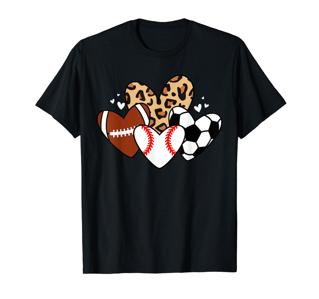 Baseball Soccer Football Heart Funny T-Shirt - Unique Graphic Men Women - T-Shirt, Sweatshirt, Hoodie