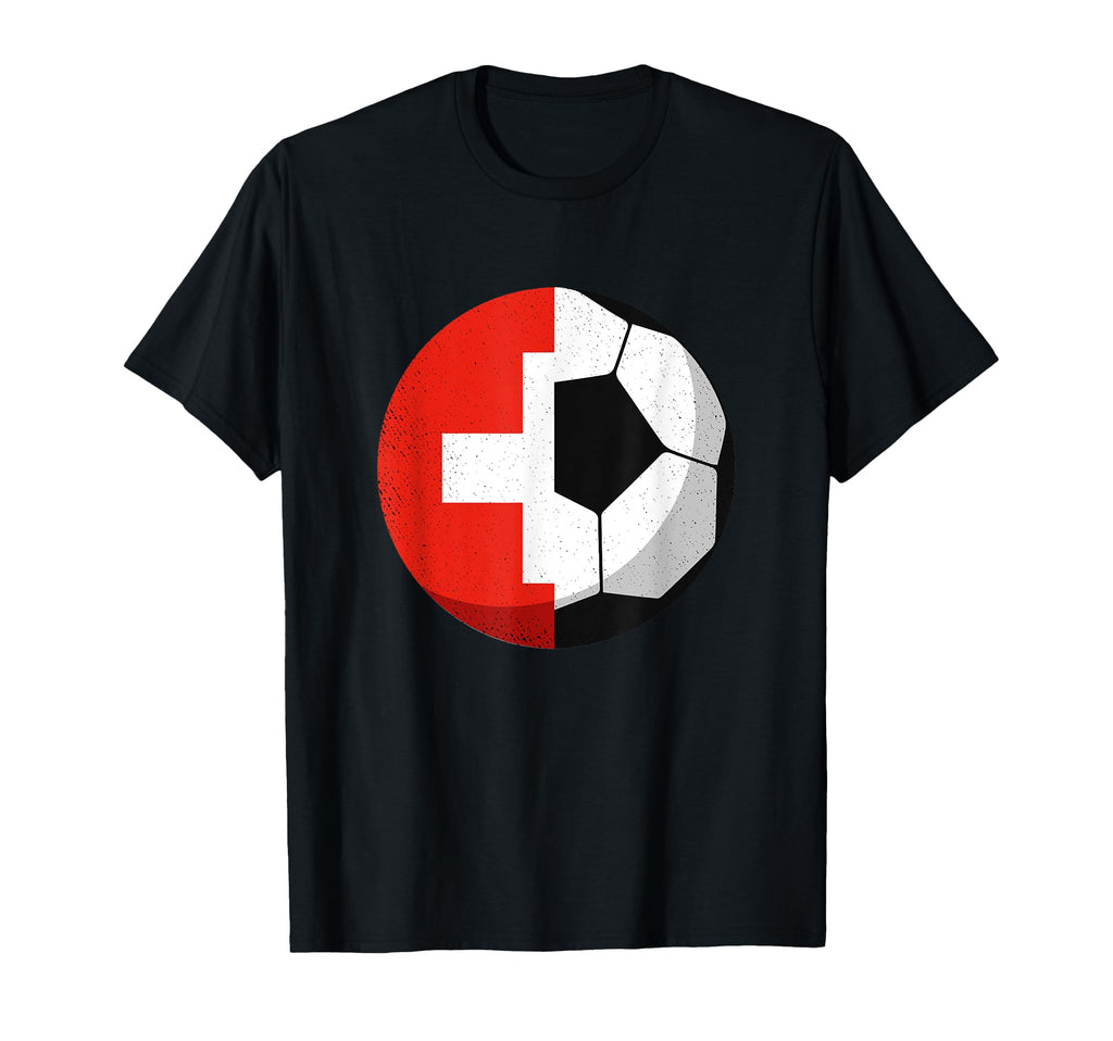 Half Switzerland Flag Half Football T-Shirt - Trendy Graphic Men Women - T-Shirt, Sweatshirt, Hoodie