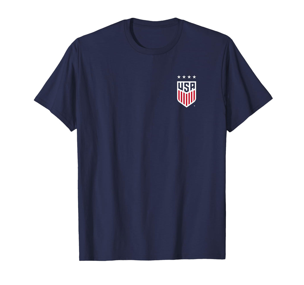 Usa Soccer Front Back Crest Navy T-Shirt - Fun Novelty Design for Adults - T-Shirt, Sweatshirt, Hoodie