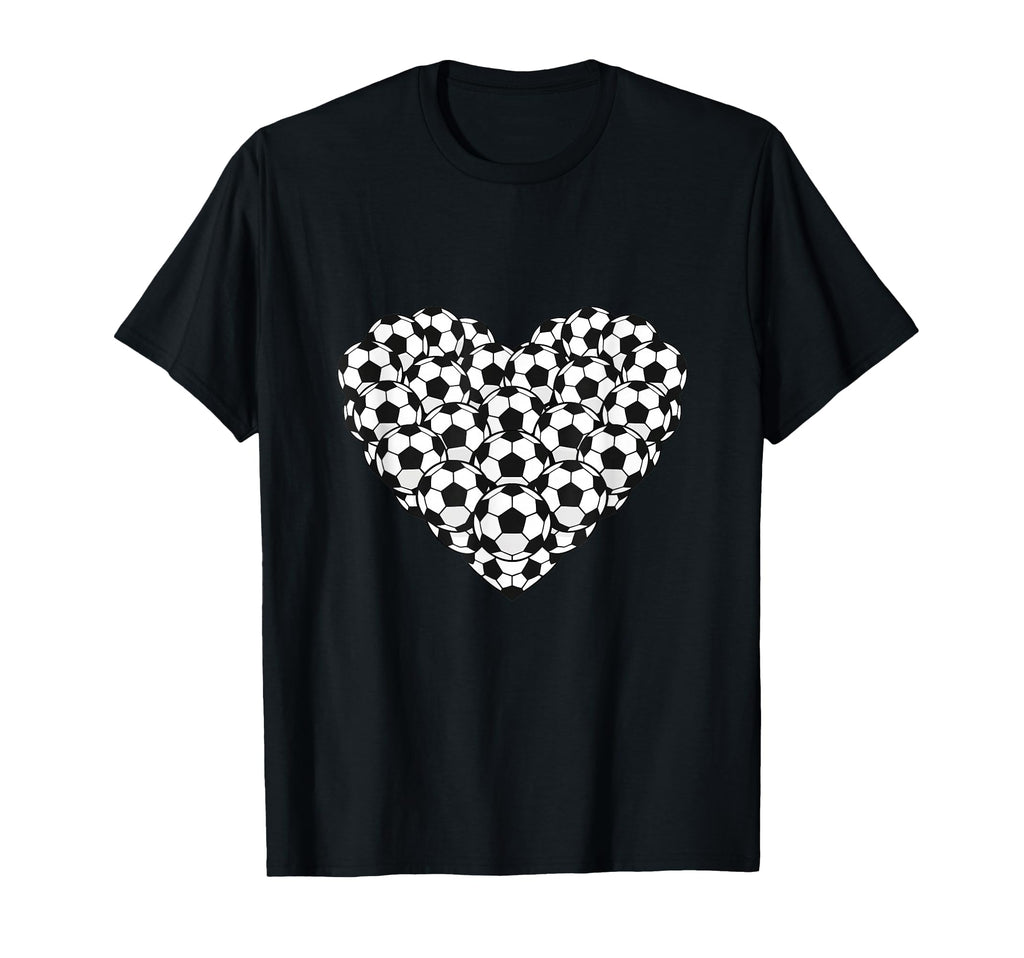 Heart Shaped Soccer Ball Pattern T-Shirt - Custom Art Print Men Women - T-Shirt, Sweatshirt, Hoodie