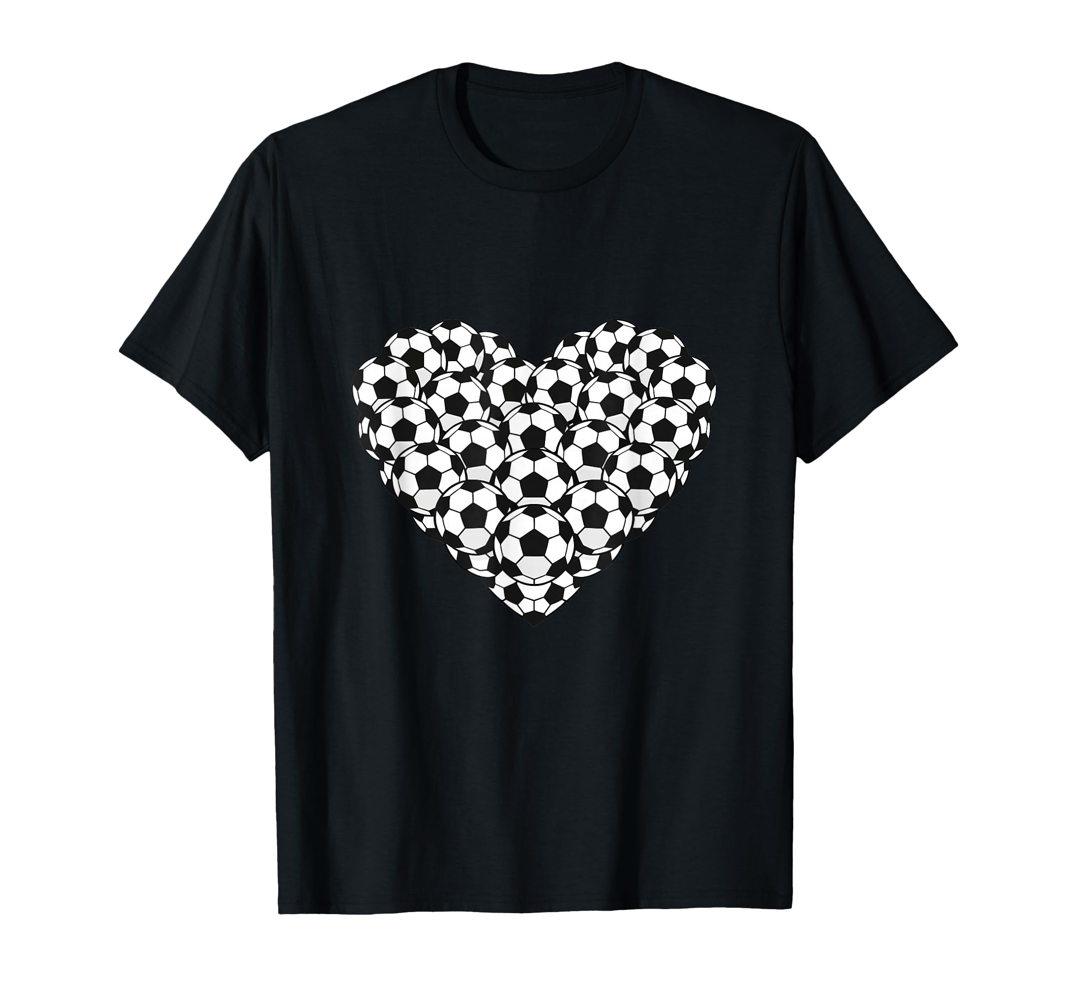 Heart Shaped Soccer Ball Pattern T-Shirt - Custom Art Print Men Women - T-Shirt, Sweatshirt, Hoodie
