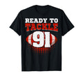 Football 91St Birthday Player Tackle T-Shirt - Trendy Graphic for Adults - T-Shirt, Sweatshirt, Hoodie
