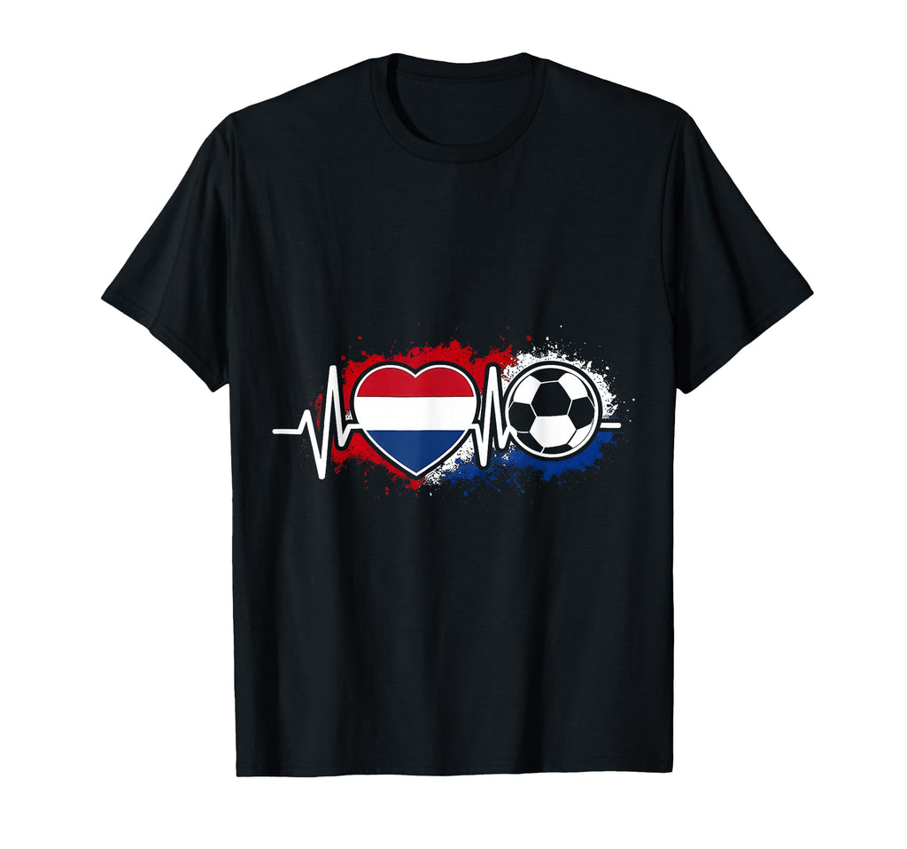 Netherlands Flag Heartbeat Football T-Shirt - Streetwear Style Men Women - T-Shirt, Sweatshirt, Hoodie
