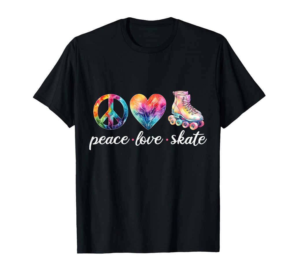 Peace Love Skate Roller Skates 70S T-Shirt - Custom Art Print Men Women - T-Shirt, Sweatshirt, Hoodie