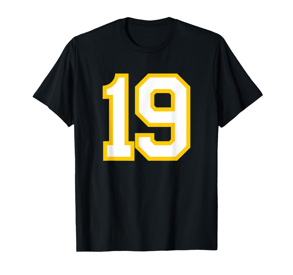Yellow White Sports Team Number 19 T-Shirt - Minimalist Print Men Women - T-Shirt, Sweatshirt, Hoodie