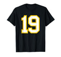 Yellow White Sports Team Number 19 T-Shirt - Minimalist Print Men Women - T-Shirt, Sweatshirt, Hoodie