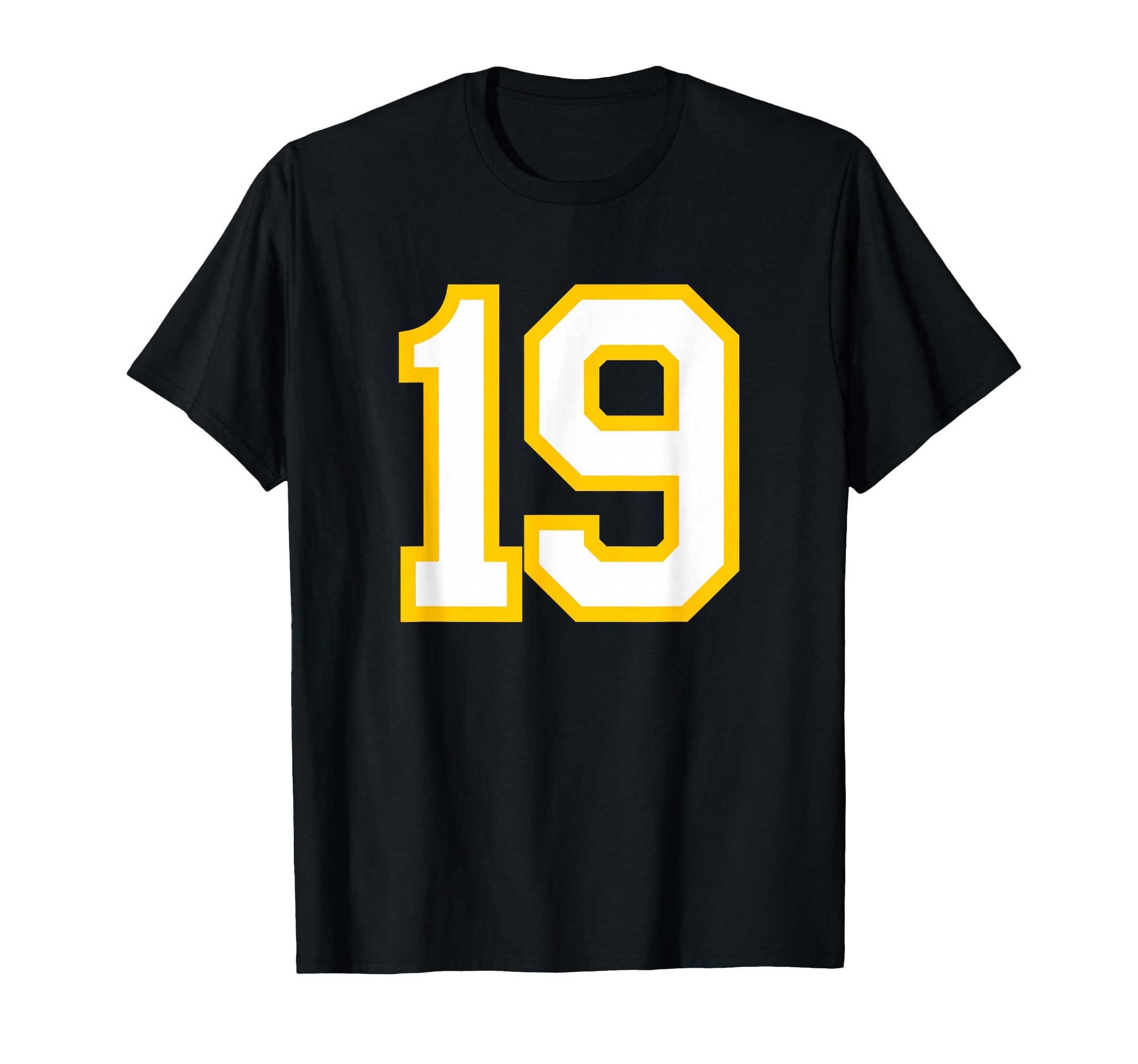 Yellow White Sports Team Number 19 T-Shirt - Minimalist Print Men Women - T-Shirt, Sweatshirt, Hoodie