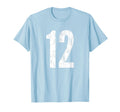 Number 12 Twelve Distressed Sport Team T-Shirt - Custom Art Print Unisex - T-Shirt, Sweatshirt, Hoodie
