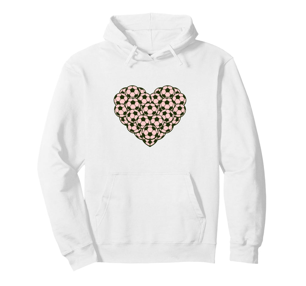 Heart Shaped Soccer Ball Art Hoodie - Fun Novelty Design Men Women - T-Shirt, Sweatshirt, Hoodie