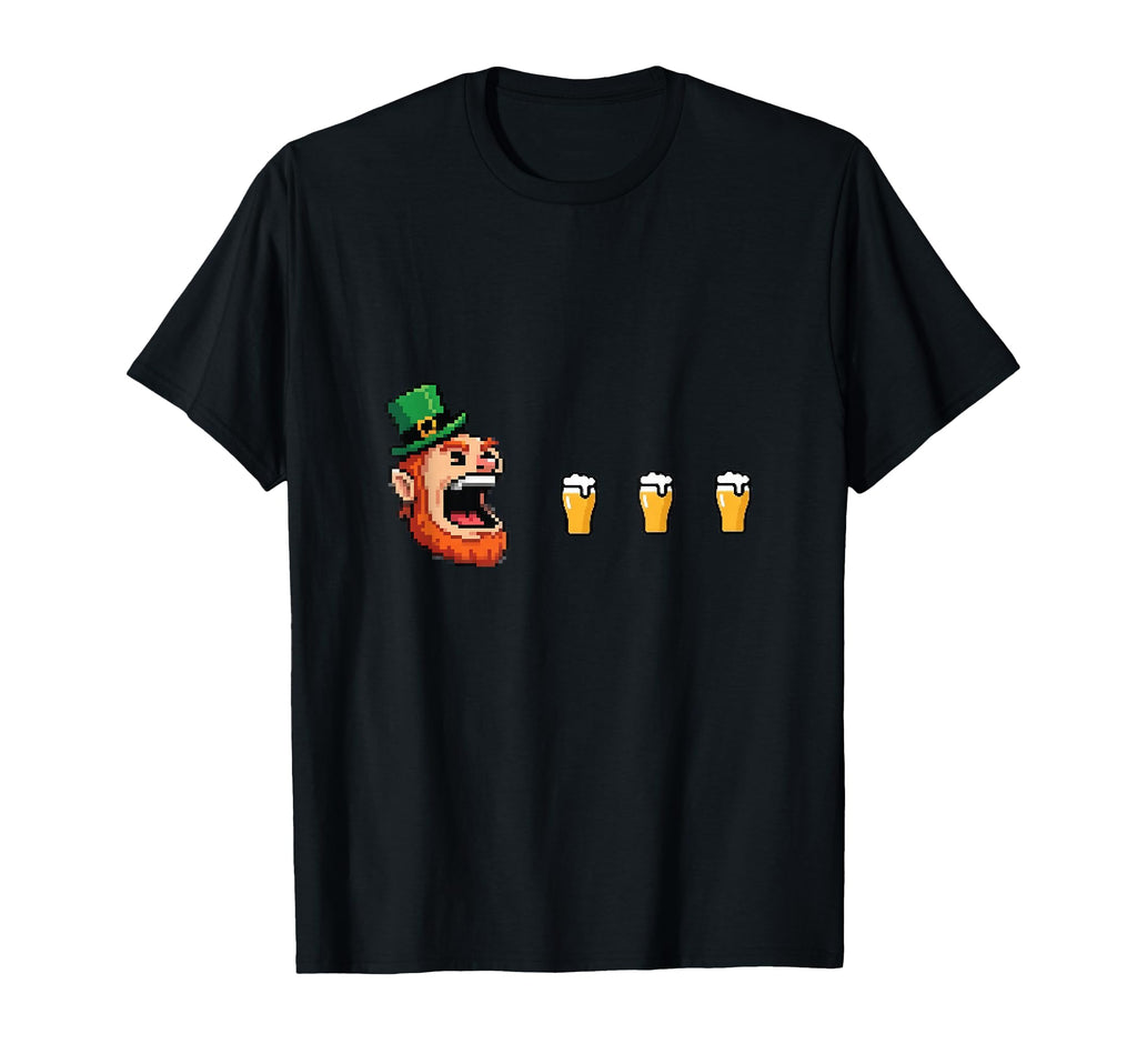 St Patricks Day Pixel Leprechaun Arcade T-Shirt - Minimalist Print Unisex - T-Shirt, Sweatshirt, Hoodie