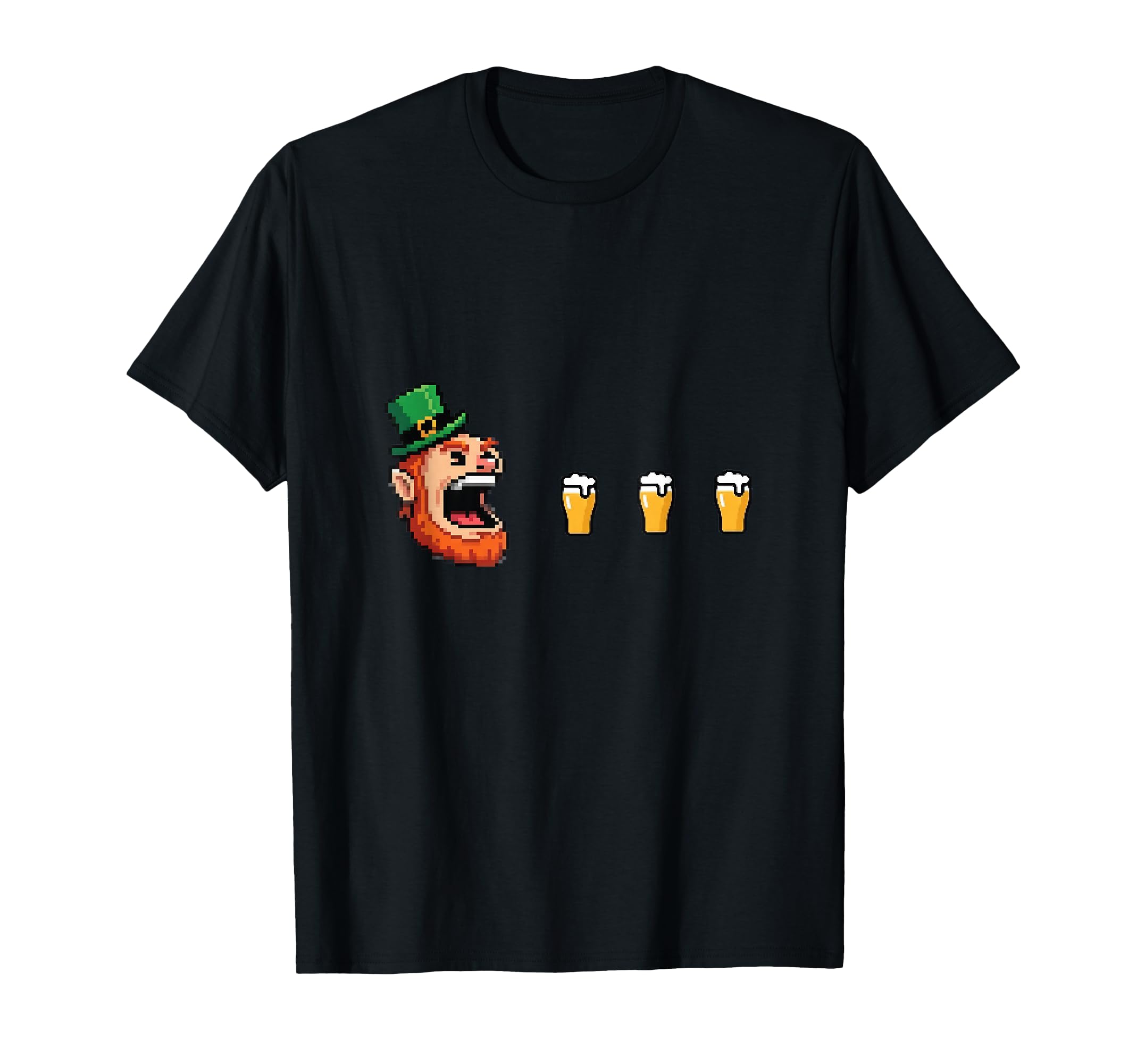 St Patricks Day Pixel Leprechaun Arcade T-Shirt - Minimalist Print Unisex - T-Shirt, Sweatshirt, Hoodie