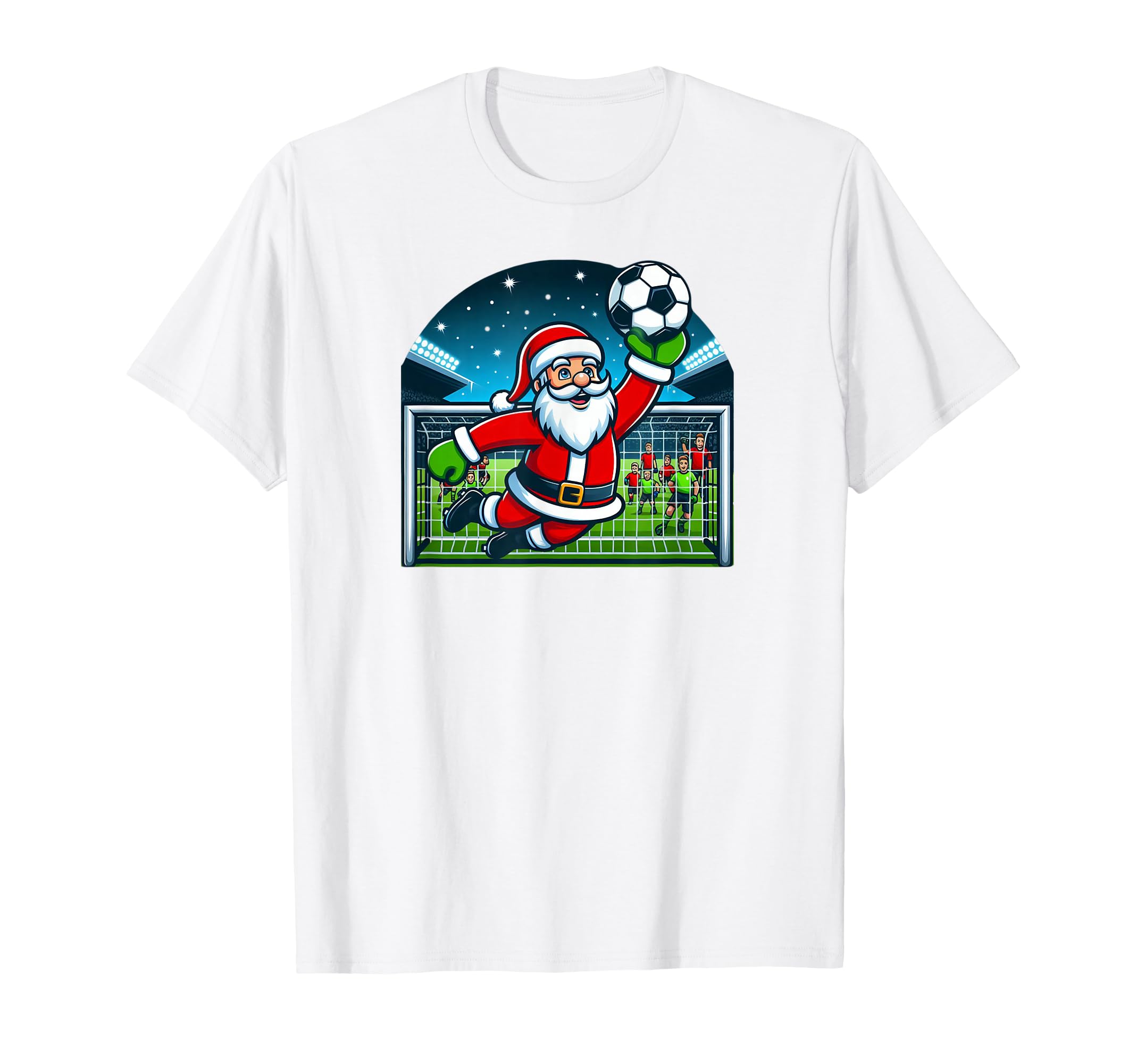 Goalkeeper Soccer Santa T-Shirt - Custom Art Print Men Women - T-Shirt, Sweatshirt, Hoodie
