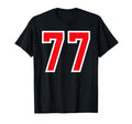 White Red Sport Team Number 77 T-Shirt - Minimalist Print Men Women - T-Shirt, Sweatshirt, Hoodie