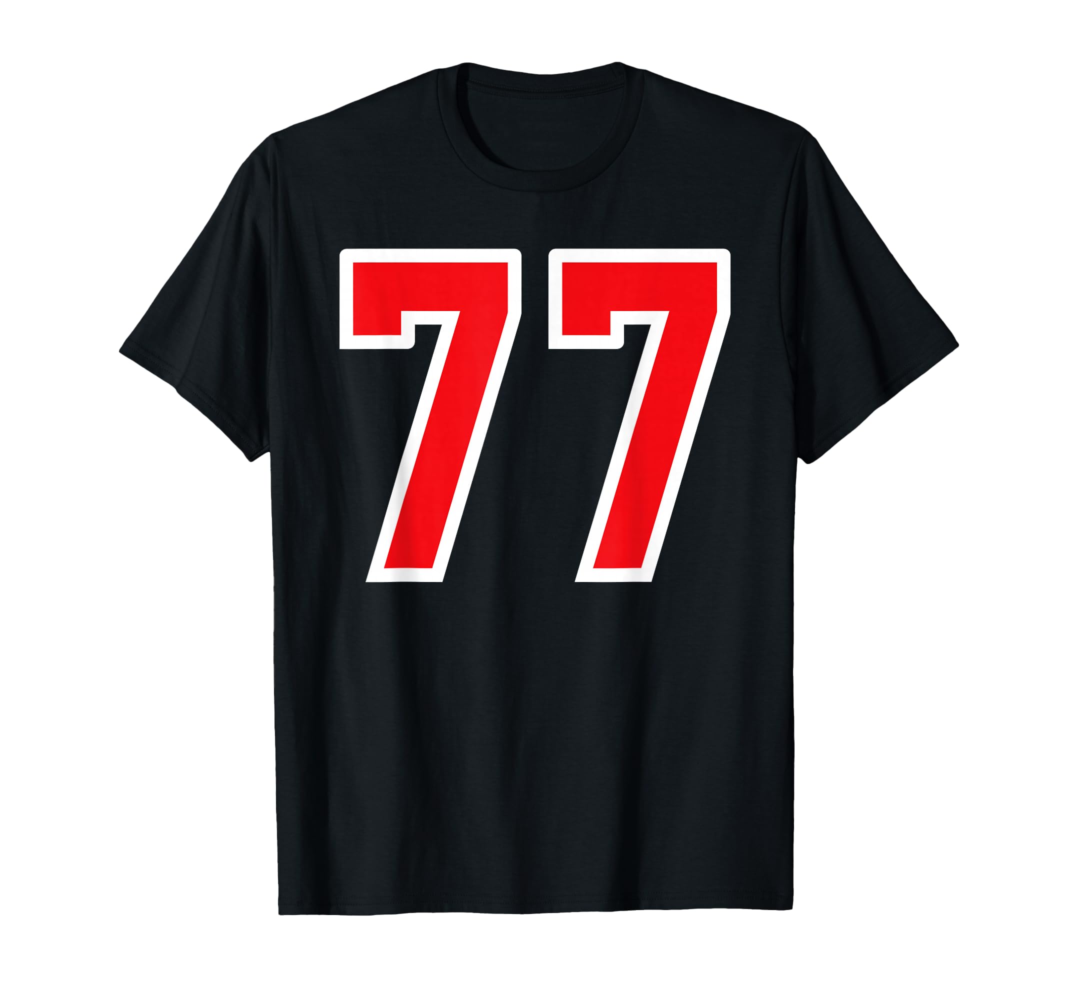 White Red Sport Team Number 77 T-Shirt - Minimalist Print Men Women - T-Shirt, Sweatshirt, Hoodie