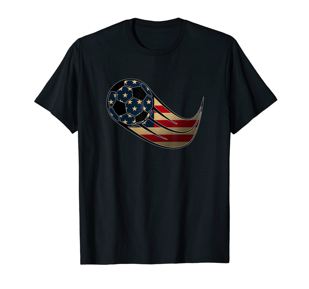 Usa Flag Soccer Ball Flying Through Air T-Shirt - Unique Graphic Unisex - T-Shirt, Sweatshirt, Hoodie