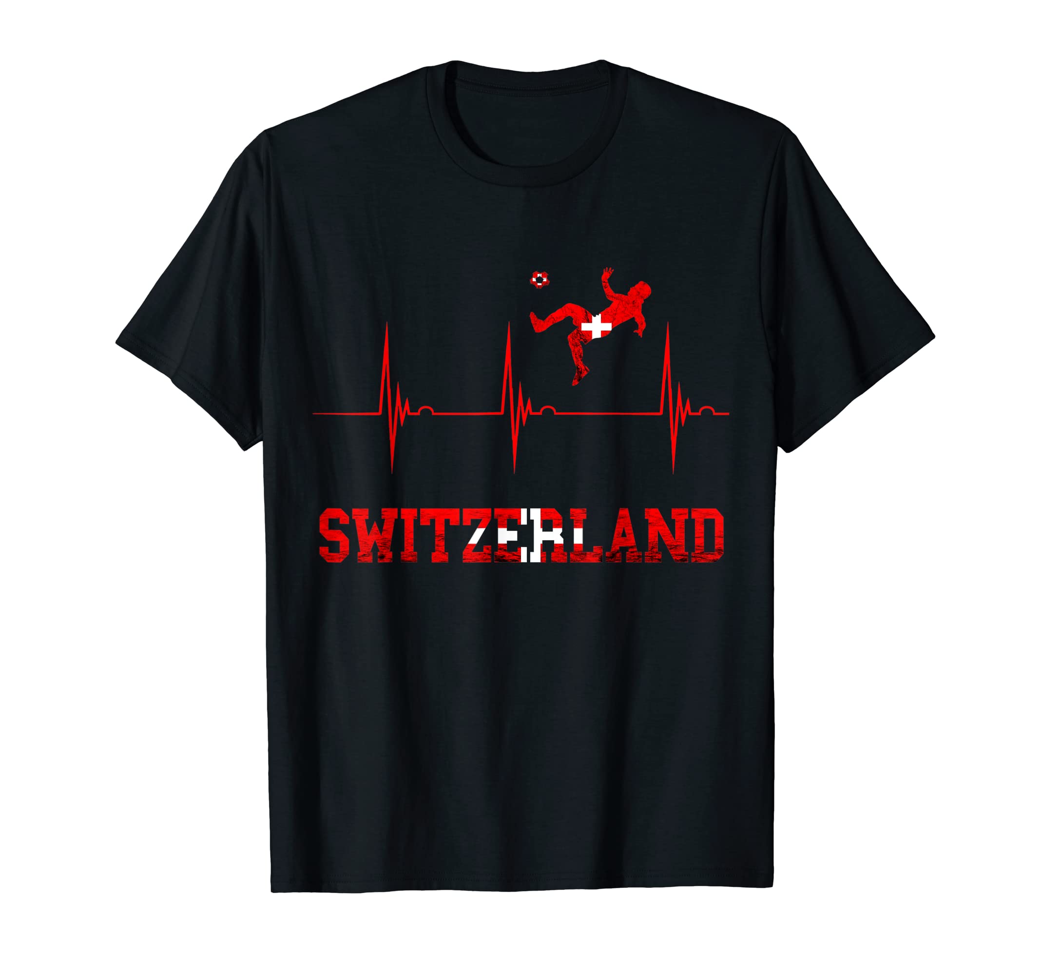 Switzerland Soccer Heartbeat Ekg Pulse T-Shirt - Custom Art Print Unisex - T-Shirt, Sweatshirt, Hoodie