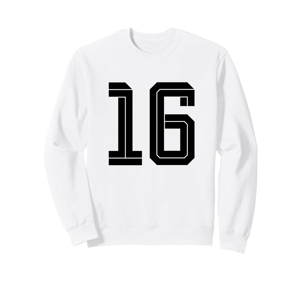 16 White Number 16 Sports Fan Sweatshirt - Minimalist Print Men Women - T-Shirt, Sweatshirt, Hoodie