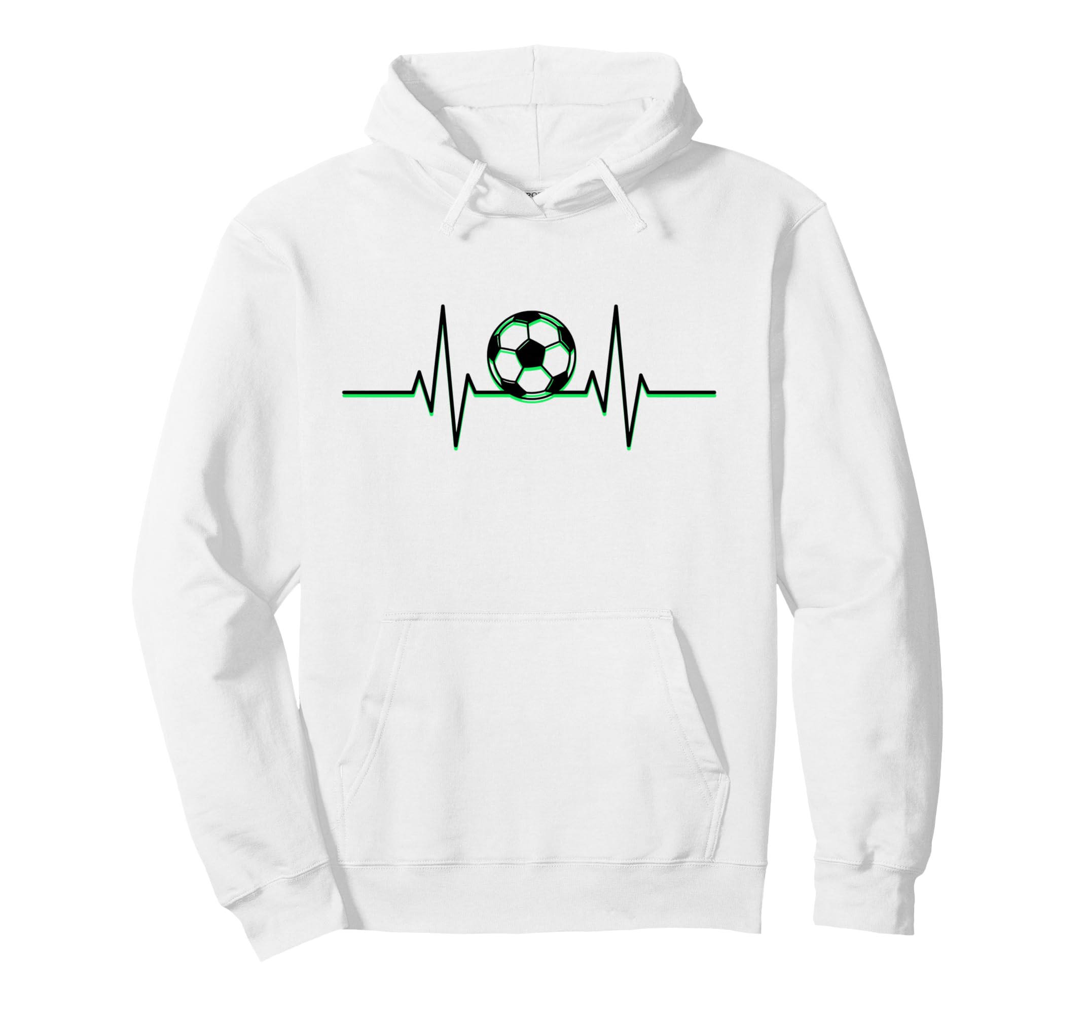 Soccer Ball Heartbeat Ekg Pulse Green Line Hoodie - Streetwear Style Unisex - T-Shirt, Sweatshirt, Hoodie